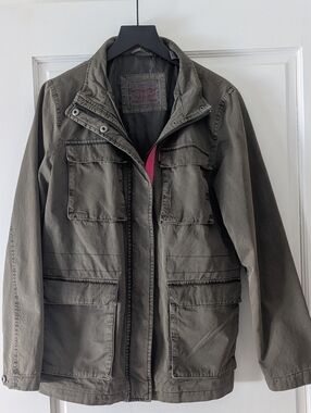 Levi's Olive Green Military Field Jacket with Pink Accent